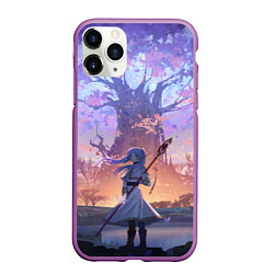 Чехол iPhone 11 Pro матовый Sousou no Frieren Фрирен tree, цвет: 3D-фиолетовый