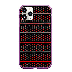 Чехол iPhone 11 Pro матовый Красные круги и полосы, цвет: 3D-фиолетовый
