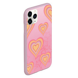 Чехол iPhone 11 Pro матовый Сердца градиент, цвет: 3D-розовый — фото 2
