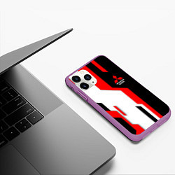 Чехол iPhone 11 Pro матовый Mitsubishi red uniform, цвет: 3D-фиолетовый — фото 2