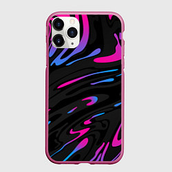 Чехол iPhone 11 Pro матовый Неоновые разводы - фиолетовый, цвет: 3D-малиновый