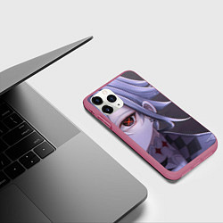 Чехол iPhone 11 Pro матовый Genshin Impact Арлекино, цвет: 3D-малиновый — фото 2