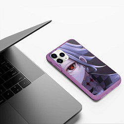 Чехол iPhone 11 Pro матовый Genshin Impact Арлекино, цвет: 3D-фиолетовый — фото 2