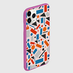 Чехол iPhone 11 Pro матовый Прямоугольники и круги, цвет: 3D-фиолетовый — фото 2