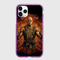 Чехол iPhone 11 Pro матовый Муай тай огненный боец, цвет: 3D-фиолетовый