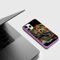 Чехол iPhone 11 Pro матовый Муай-Тай боец и зеленый дракон, цвет: 3D-фиолетовый — фото 2