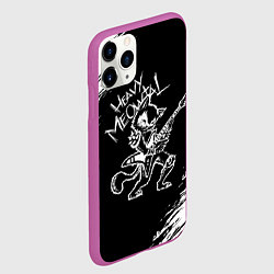 Чехол iPhone 11 Pro матовый Кот хэви металл, цвет: 3D-фиолетовый — фото 2