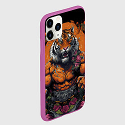 Чехол iPhone 11 Pro матовый Муай-Тай тигр в стойке боевые искусства, цвет: 3D-фиолетовый — фото 2