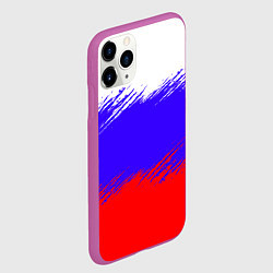 Чехол iPhone 11 Pro матовый Триколор штрихи, цвет: 3D-фиолетовый — фото 2