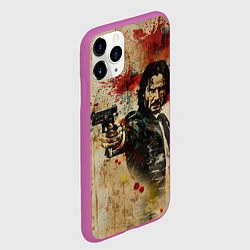 Чехол iPhone 11 Pro матовый Джон Уик с пистолетом в стиле гранж, цвет: 3D-фиолетовый — фото 2