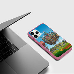 Чехол iPhone 11 Pro матовый Фантастический парящий дом, цвет: 3D-малиновый — фото 2