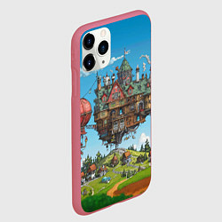 Чехол iPhone 11 Pro матовый Фантастический парящий дом, цвет: 3D-малиновый — фото 2