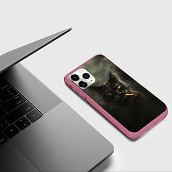 Чехол iPhone 11 Pro матовый Кот - Бегемот, цвет: 3D-малиновый — фото 2