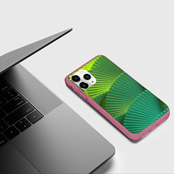 Чехол iPhone 11 Pro матовый Объемные веерные столбики, цвет: 3D-малиновый — фото 2