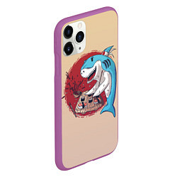 Чехол iPhone 11 Pro матовый Sushi shark, цвет: 3D-фиолетовый — фото 2