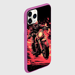 Чехол iPhone 11 Pro матовый Мотокросс красные брызги, цвет: 3D-фиолетовый — фото 2