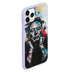 Чехол iPhone 11 Pro матовый Илон Маск граффити портрет на серой стене, цвет: 3D-светло-сиреневый — фото 2