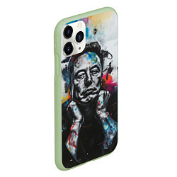 Чехол iPhone 11 Pro матовый Илон Маск граффити портрет на серой стене, цвет: 3D-салатовый — фото 2