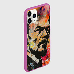 Чехол iPhone 11 Pro матовый Граффити портрет Владимира Ленина, цвет: 3D-фиолетовый — фото 2