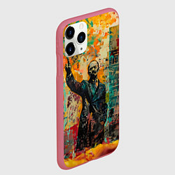 Чехол iPhone 11 Pro матовый Абстрактное граффити человека в черном костюме, цвет: 3D-малиновый — фото 2