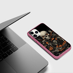 Чехол iPhone 11 Pro матовый Череп байкера: мото-дух, цвет: 3D-малиновый — фото 2