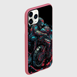 Чехол iPhone 11 Pro матовый Мотоцикл будущего в стиле киберпанк, цвет: 3D-малиновый — фото 2