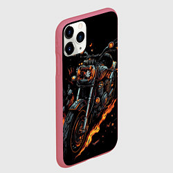 Чехол iPhone 11 Pro матовый Темный мотоцикл на черном фоне, цвет: 3D-малиновый — фото 2