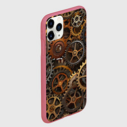 Чехол iPhone 11 Pro матовый Стимпанк ржавые шестеренки текстура, цвет: 3D-малиновый — фото 2