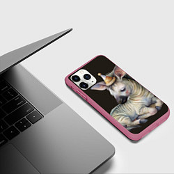 Чехол iPhone 11 Pro матовый Жеребенок в колпачке - милая зебра, цвет: 3D-малиновый — фото 2