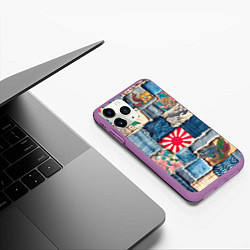 Чехол iPhone 11 Pro матовый Японское художество пэчворк, цвет: 3D-фиолетовый — фото 2