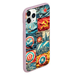 Чехол iPhone 11 Pro матовый Пэчворк джинсы в СССР, цвет: 3D-розовый — фото 2