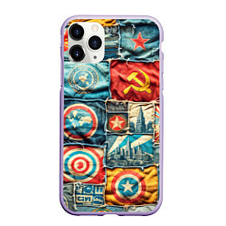Чехол iPhone 11 Pro матовый Пэчворк джинсы в СССР, цвет: 3D-светло-сиреневый