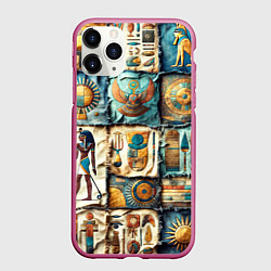 Чехол iPhone 11 Pro матовый Пэчворк из Египта, цвет: 3D-малиновый