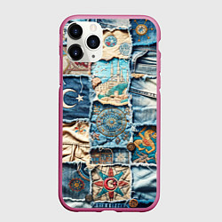 Чехол iPhone 11 Pro матовый Пэчворк из Турции, цвет: 3D-малиновый