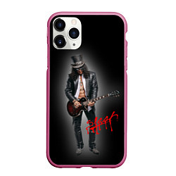 Чехол iPhone 11 Pro матовый Слэш музыкант группы Guns N Roses, цвет: 3D-малиновый