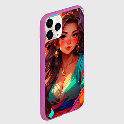Чехол iPhone 11 Pro матовый Girl в кимоно, цвет: 3D-фиолетовый — фото 2