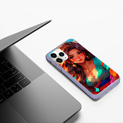 Чехол iPhone 11 Pro матовый Girl в кимоно, цвет: 3D-светло-сиреневый — фото 2