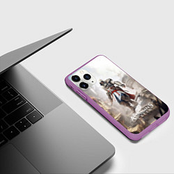 Чехол iPhone 11 Pro матовый Assassins creed town, цвет: 3D-фиолетовый — фото 2