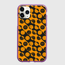 Чехол iPhone 11 Pro матовый Баскетбольный дизайн, цвет: 3D-фиолетовый