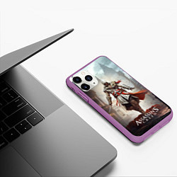 Чехол iPhone 11 Pro матовый Assassins creed старый город, цвет: 3D-фиолетовый — фото 2