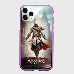 Чехол iPhone 11 Pro матовый Assassins creed старый город, цвет: 3D-фиолетовый