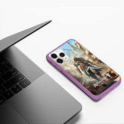 Чехол iPhone 11 Pro матовый Assassins creed старый город, цвет: 3D-фиолетовый — фото 2