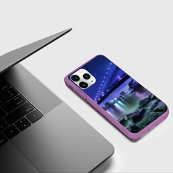 Чехол iPhone 11 Pro матовый Вечерняя Америка - мост, цвет: 3D-фиолетовый — фото 2
