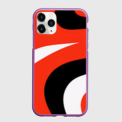 Чехол iPhone 11 Pro матовый Геометрические волнистые абстрактные волны белые к, цвет: 3D-фиолетовый