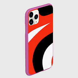 Чехол iPhone 11 Pro матовый Геометрические волнистые абстрактные волны белые к, цвет: 3D-фиолетовый — фото 2