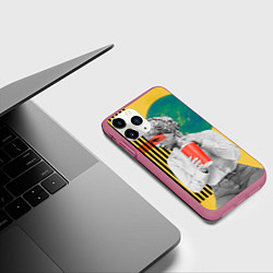 Чехол iPhone 11 Pro матовый Абстракция ретро стиль, цвет: 3D-малиновый — фото 2