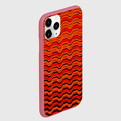 Чехол iPhone 11 Pro матовый Красные линии и чёрные полосы, цвет: 3D-малиновый — фото 2