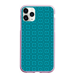 Чехол iPhone 11 Pro матовый Геометрический синий узор, цвет: 3D-розовый