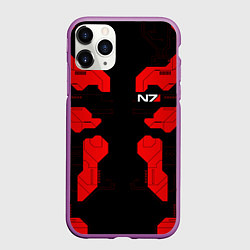 Чехол iPhone 11 Pro матовый Mass Effect - Red armor, цвет: 3D-фиолетовый