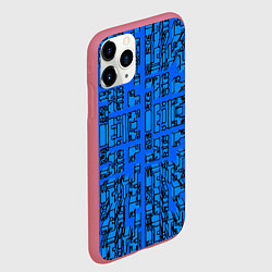 Чехол iPhone 11 Pro матовый Синие фигуры с эффектом рыбьего глаза, цвет: 3D-малиновый — фото 2